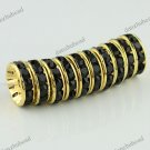 100X BLACK CRYSTAL GOLD SPACER LOOSE BEADS JEWELRY FINDINGS WHOLESALE LOTS 12MM