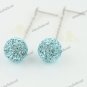1 PAIR OCEAN BLUE SWAROVSKI CRYSTAL TRUE 925 SILVER BALL DANGLE EARRINGS 10MM