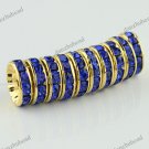 100X SAPPHIRE BLUE CRYSTAL GOLD SPACER LOOSE BEADS FINDINGS WHOLESALE 12MM