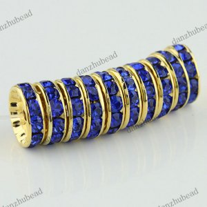 100X SAPPHIRE BLUE CRYSTAL GOLD SPACER LOOSE BEADS FINDINGS WHOLESALE 12MM