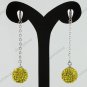 1 PAIR YELLOW SWAROVSKI CRYSTAL TRUE 925 SILVER BALL DANGLE EARRINGS 10MM