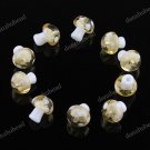 LIGHT GOLDEN MUSHROOM LAMPWORK GLASS SPACER LOOSE BEADS FINDINGS 10PCS