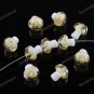LIGHT GOLDEN MUSHROOM LAMPWORK GLASS SPACER LOOSE BEADS FINDINGS 10PCS