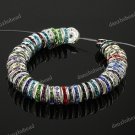 100X MIXED COLOR CRYSTAL SILVER SPACER LOOSE BEADS FINDINGS WHOLESALE LOTS 12MM