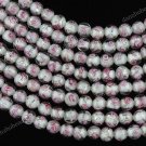 8MM WHITE LAMPWORK GLASS SPACER LOOSE BEADS FINDINGS STRAND 14"
