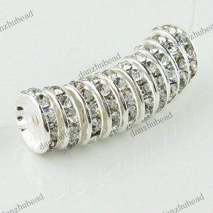 100X CLEAR CRYSTAL SILVER SPACER LOOSE BEADS FINDINGS WHOLESALE LOTS 12MM