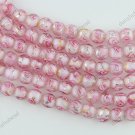 8MM PINK LAMPWORK GLASS SPACER LOOSE BEADS FINDINGS STRAND 14"