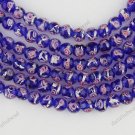 8MM BLUE LAMPWORK GLASS SPACER LOOSE BEADS FINDINGS STRAND 14"