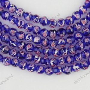 8MM BLUE LAMPWORK GLASS SPACER LOOSE BEADS FINDINGS STRAND 14"