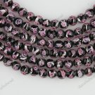 8MM BLACK LAMPWORK GLASS SPACER LOOSE BEADS FINDINGS STRAND 14"