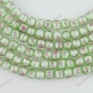 8MM LIGHT GREEN LAMPWORK GLASS SPACER LOOSE BEADS FINDINGS STRAND 14"