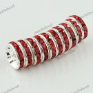 100X RED CRYSTAL SILVER SPACER LOOSE BEADS FINDINGS WHOLESALE LOTS 12MM