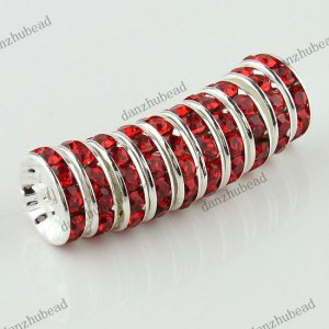 100X RED CRYSTAL SILVER SPACER LOOSE BEADS FINDINGS WHOLESALE LOTS 12MM