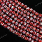 8MM RED LAMPWORK GLASS SPACER LOOSE BEADS FINDINGS STRAND 14"