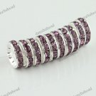 100X LIGHT PURPLE CRYSTAL SILVER SPACER LOOSE BEADS FINDINGS WHOLESALE LOTS 12MM
