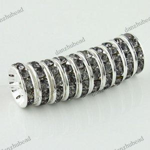 100X GRAY CRYSTAL SILVER SPACER LOOSE BEADS FINDINGS WHOLESALE LOTS 12MM