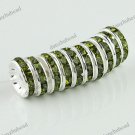 100X OLIVE CRYSTAL SILVER SPACER LOOSE BEADS FINDINGS WHOLESALE 12MM