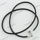 2PCS EMBOSS BLACK LEATHER EUROPEAN NECKLACE FOR BEADS 48CM