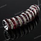 100X WHOLESALE DEEP RED CRYSTAL SILVER BEADS 4X10MM