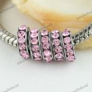 5X PINK CRYSTAL SPACER EUROPEAN CHARM LOOSE BEADS FINDINGS 8MM