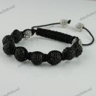 ADJUSTABLE MACRAME BLACK CRYSTAL DISCO BALL BRACELET