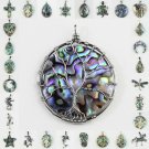 Natural Paua Abalone Shell Silver Drop Cross Pendant for Necklace Jewelry Making