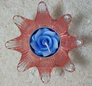 Flower orange Glass put candle