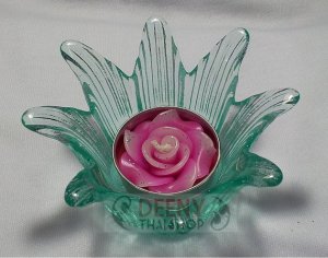 Flower green Glass put candle