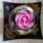 Green golden Art painting pot Candle Kala by handmade