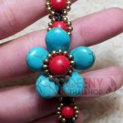 Blue flower stone bracelet by handmade