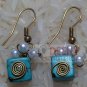 Blue square stones earring by handmade