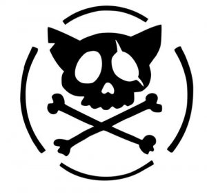 skull kitty bones sticker