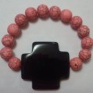 Large Black Agate Cross with Dyed Howlite