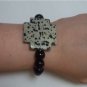 Dalmation Jasper Cross with Extra Large Obsidian Beads