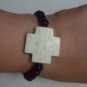 Howlite beige with Brown veins, Obsidian beads