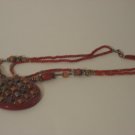 Beaded Necklace with Red Round
