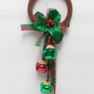 CHRISTMAS DECORATIONS DOOR HANGER RED & GREEN RIBBONS & BELLS NEW