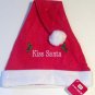 SANTA HAT CHRISTMAS RED & WHITE XMAS PARTY HAT FELT WITH BALL KISS SANTA NWT