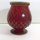 CHRISTMAS DECORATION VASE HOME DECOR RED MOSAIC GLASS NEW