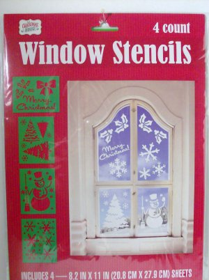 CHRISTMAS WINDOW STENCIL SET NEW