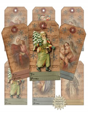 Digital Christmas Gift Tags Collage Sheet Printable Download