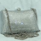 Bright Silver Pillow Crystal Evening Bag / Clutch Purse