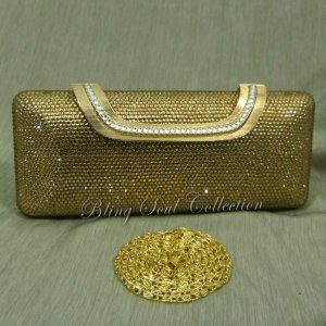 Long Gold Crystal Evening Bag