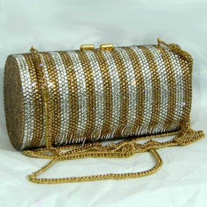 Silver Gold Scroll Crystal Bag