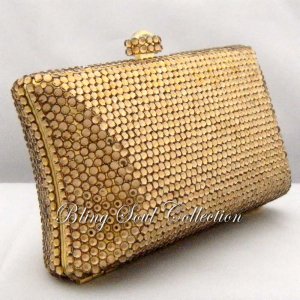 Classic Gold Pillow Crystal Clutch Purse