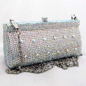 DESIGNER SILVER AB SWAROVSKI CRYSTALLIZED EVENING CLUTCH BAG