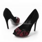 High Heel Ladies Shoes Black Sheepskin