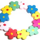 Childrens Wooden Flower Bracelet - Multi Coloured