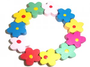 Childrens Wooden Flower Bracelet - Multi Coloured