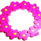 Childrens Wooden Flower Bracelet - Dark Pink